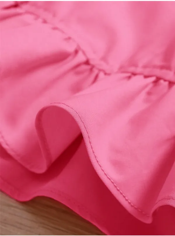Hot_Pink_Solid_Casual_Tops_For_Girls