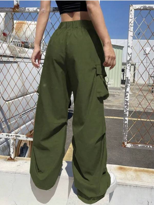Green_Solid_Casual_Cargo_Pants_For_Girls