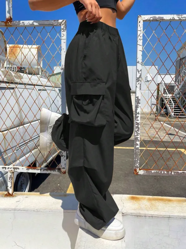 Black_Solid_Outdoor_Cargo_Pants_For_Girls