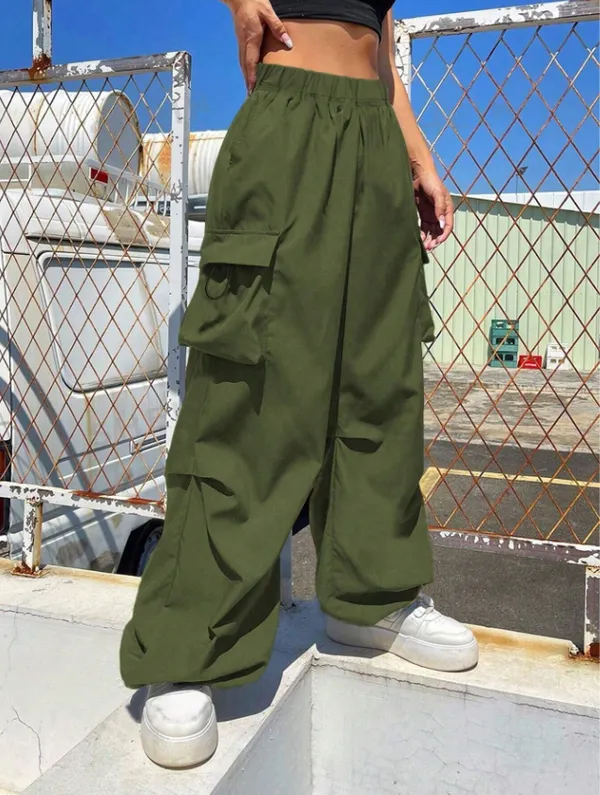 Green_Solid_Casual_Cargo_Pants_For_Girls
