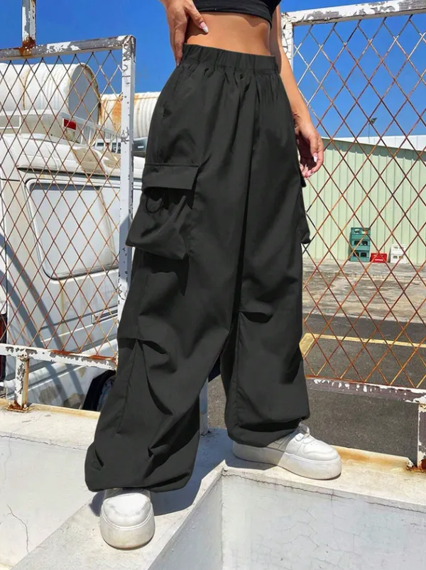 Black_Solid_Outdoor_Cargo_Pants_For_Girls