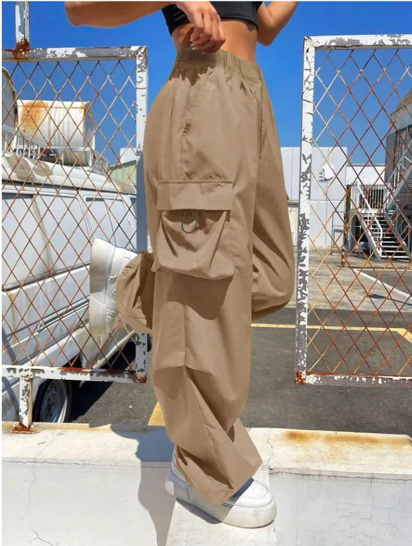 Skin_Solid_Casual_Cargo_Pants_For_Girls