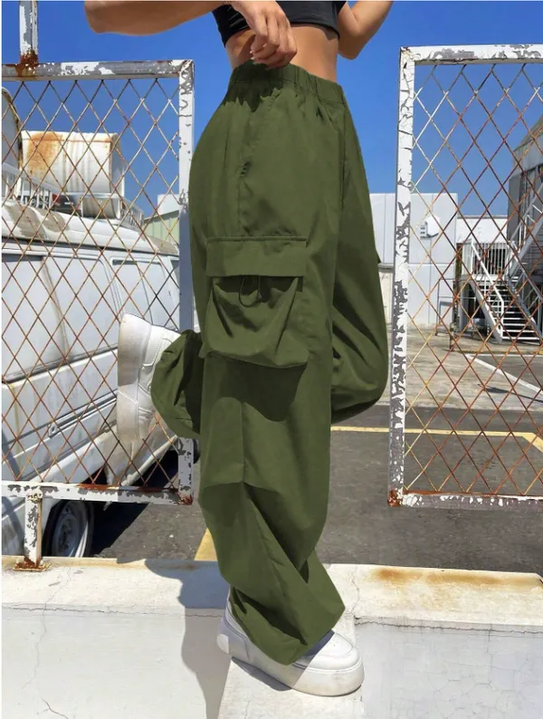 Green_Solid_Casual_Cargo_Pants_For_Girls