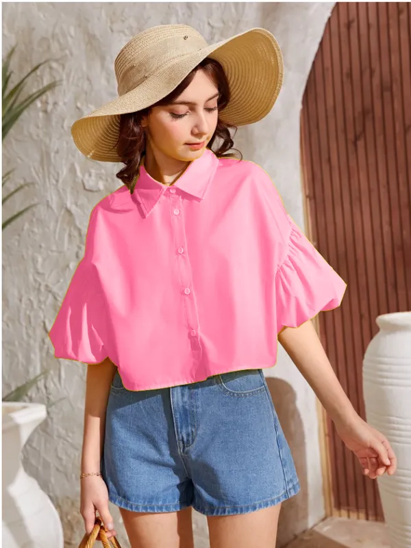 Pink_Solid_Casual_Tops_For_Girls
