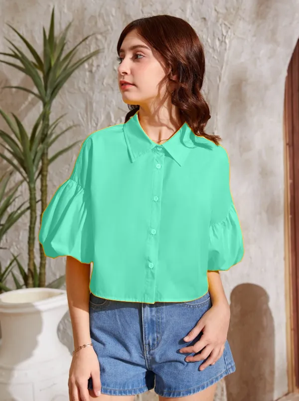 Mint_Green_Solid_Casual_Tops_For_Girls