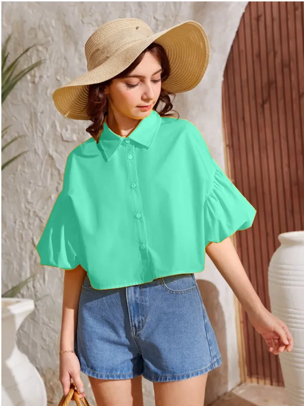 Mint_Green_Solid_Casual_Tops_For_Girls
