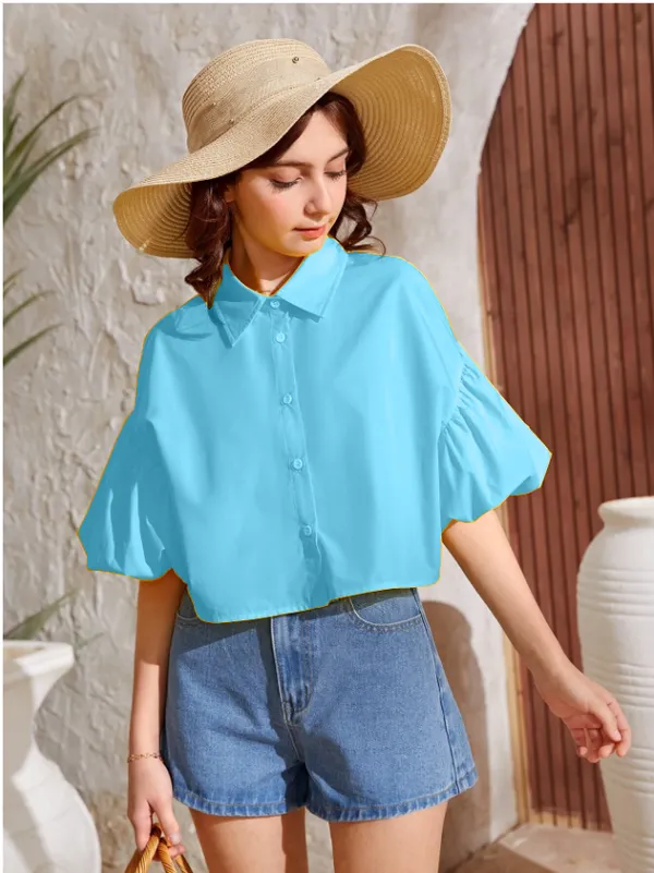 Sky-Blue_Solid_Casual_Tops_For_Girls