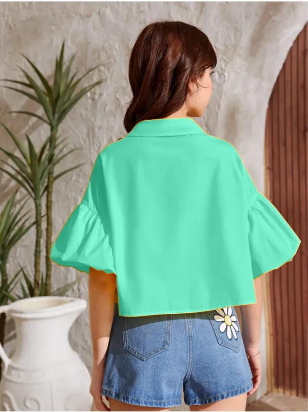 Mint_Green_Solid_Casual_Tops_For_Girls