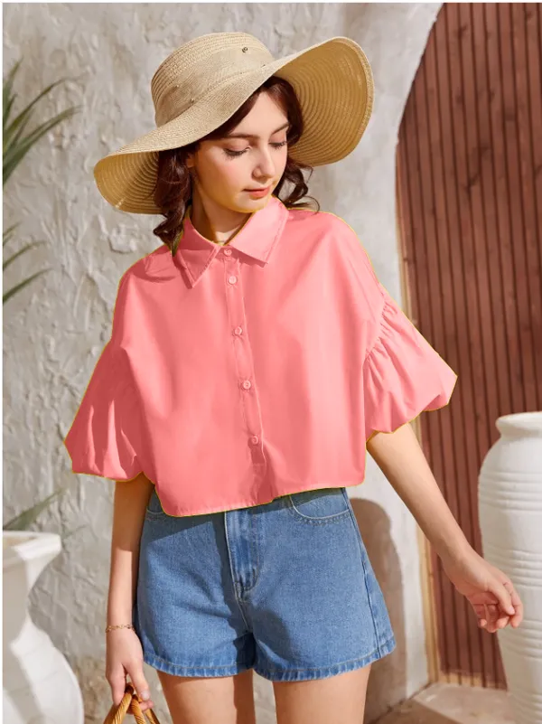 Peach_Solid_Casual_Tops_For_Girls