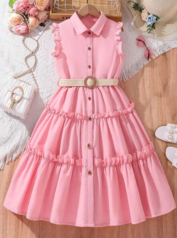Peach_Solid_Outdoor_Party_Dress_For_Girls