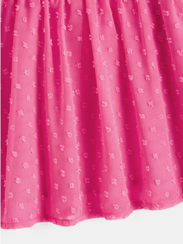 Hot_Pink_Polka_Dot_Casual_Tops_For_Girls