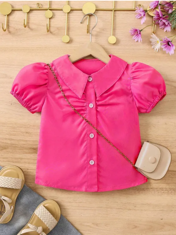 Hot_Pink_Solid_Casual_Tops_For_Girls