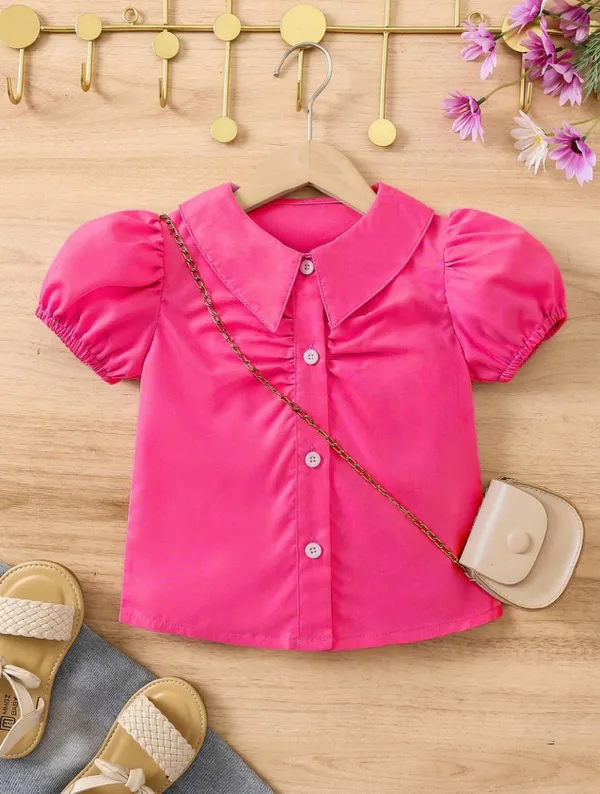 Hot_Pink_Solid_Casual_Tops_For_Girls