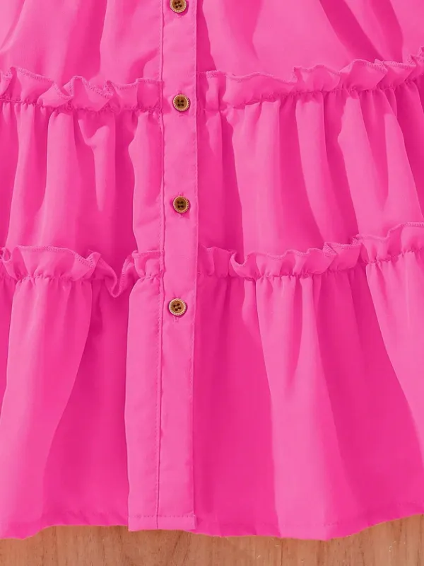 Hot_Pink_Ruffle_Trim_Outdoor_Dress_For_Girls