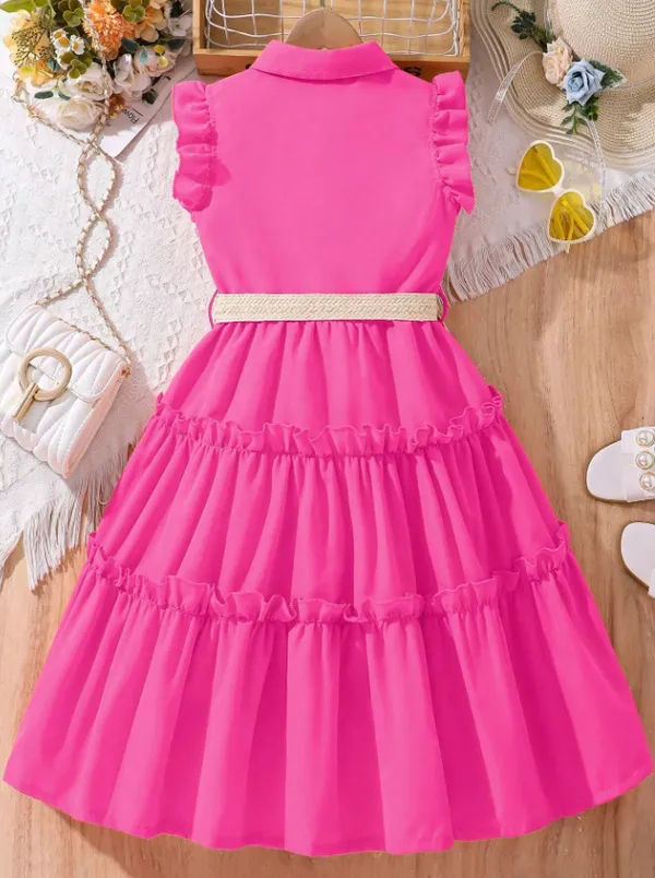 Hot_Pink_Ruffle_Trim_Outdoor_Dress_For_Girls