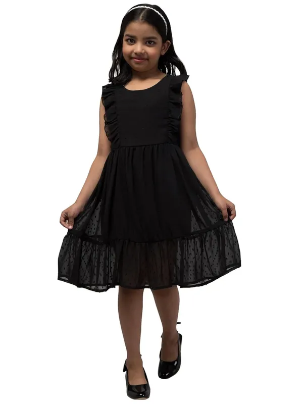 Black_Solid_Regular_Fit__Party_Dress_For_Girls