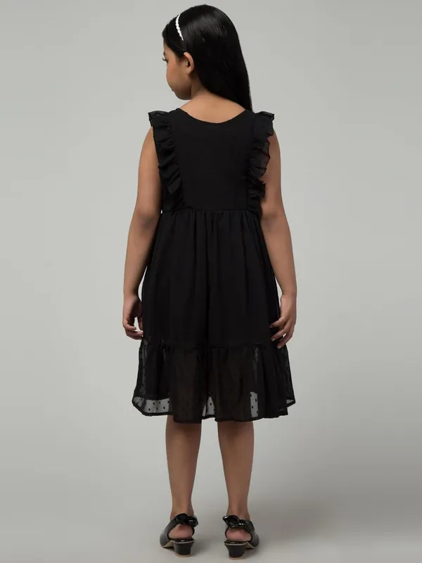 Black_Solid_Regular_Fit__Party_Dress_For_Girls