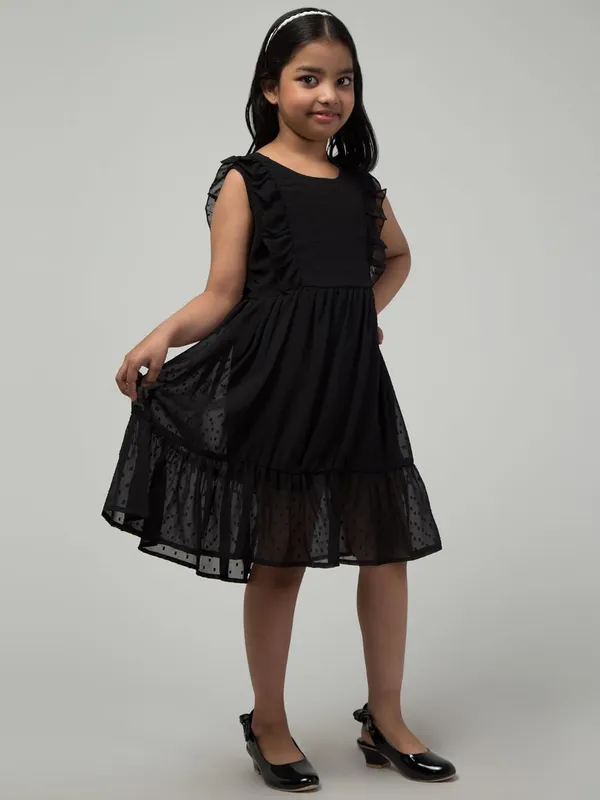 Black_Solid_Regular_Fit__Party_Dress_For_Girls