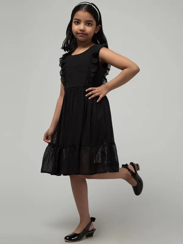 Black_Solid_Regular_Fit__Party_Dress_For_Girls