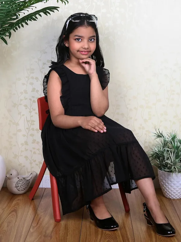 Black_Solid_Regular_Fit__Party_Dress_For_Girls