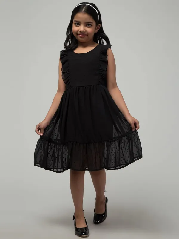 Black_Solid_Regular_Fit__Party_Dress_For_Girls