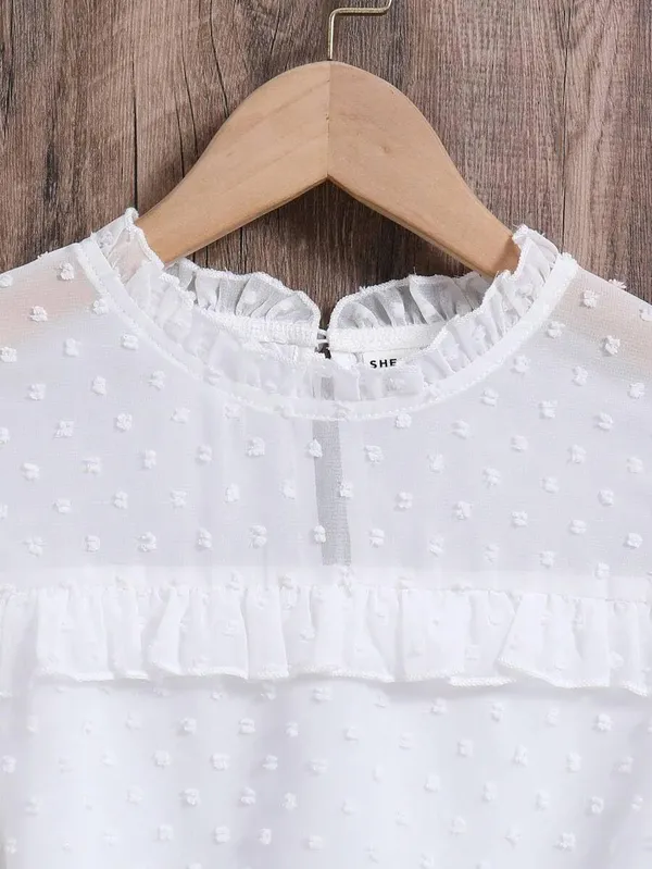 White_Polka_Dot_Casual_Tops_For_Girls