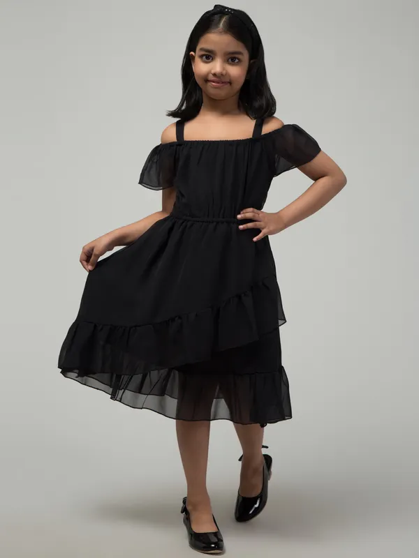 Black_Solid_Evening_Dress_For_Girls