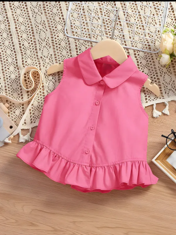 Hot_Pink_Solid_Casual_Tops_For_Girls