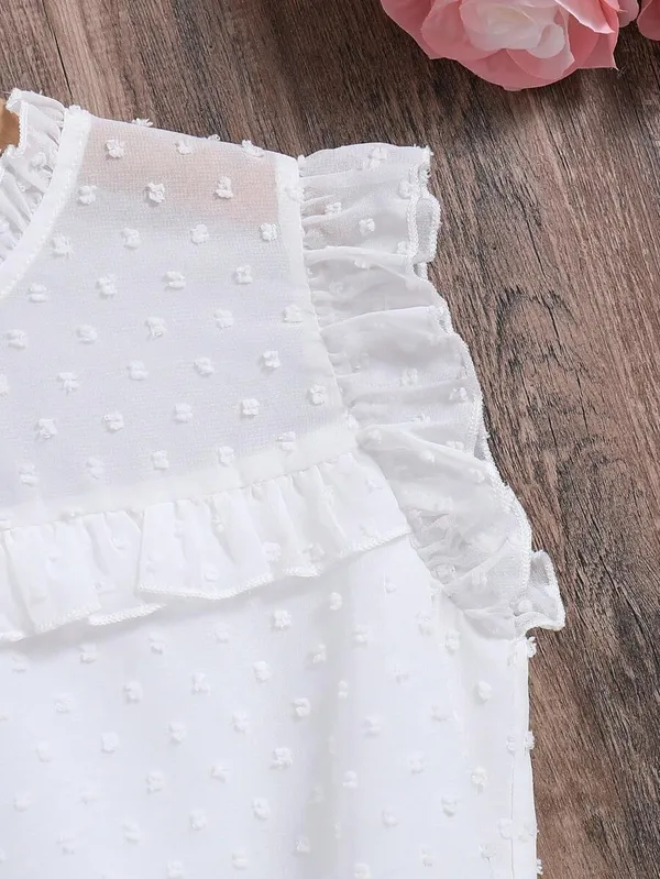 White_Polka_Dot_Casual_Tops_For_Girls