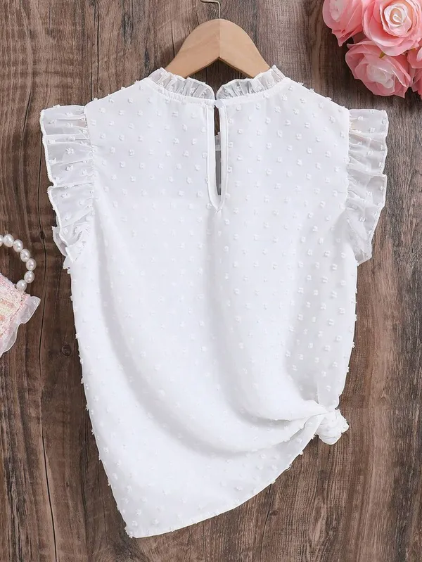 White_Polka_Dot_Casual_Tops_For_Girls