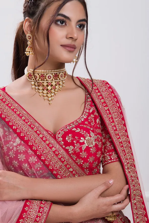 Red_aada_slub_embroidered_bridal_lehenga_choli.
