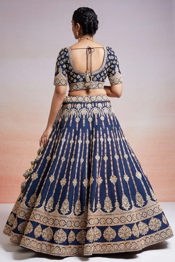 Blue_Embroidered_Semi_Stitched_Lehenga_Choli__For_Women