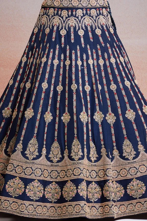 Blue_Embroidered_Semi_Stitched_Lehenga_Choli__For_Women