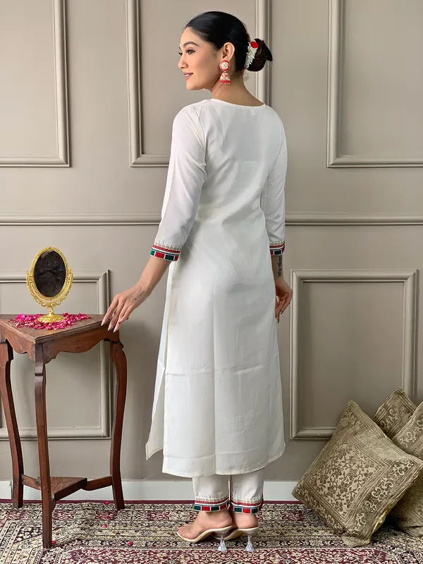White_Women_Printed,_Embroidered_Ethnic_Dress_Kurta__For_Women