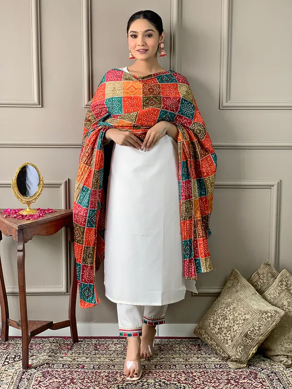 White_Women_Printed,_Embroidered_Ethnic_Dress_Kurta__For_Women
