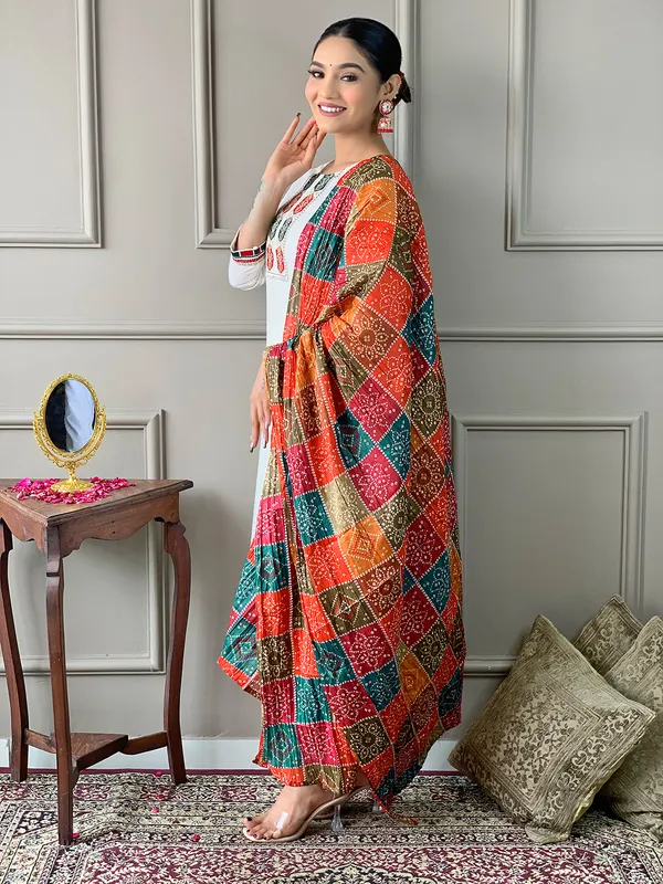 White_Women_Printed,_Embroidered_Ethnic_Dress_Kurta__For_Women