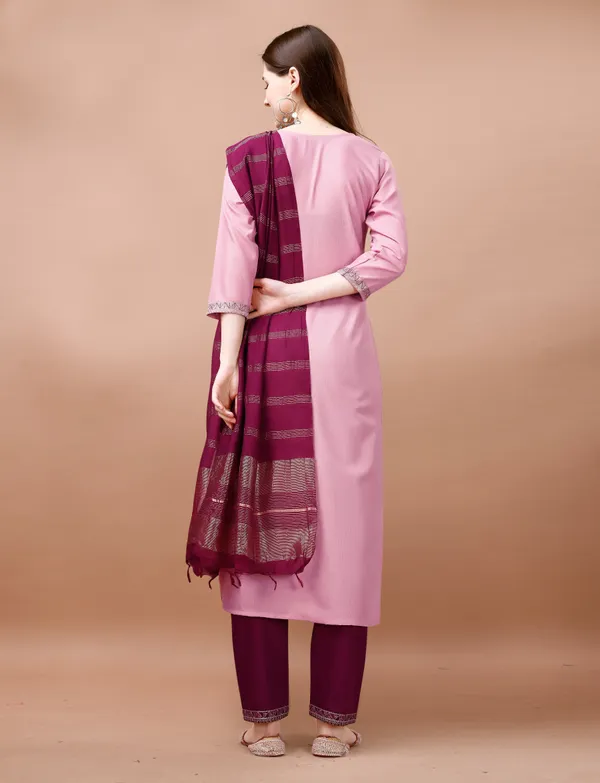 Pink__Cotton_Blend_Heavy_Embroidery_Kurta_With_Pant_And_Dupata_Set_For_Women