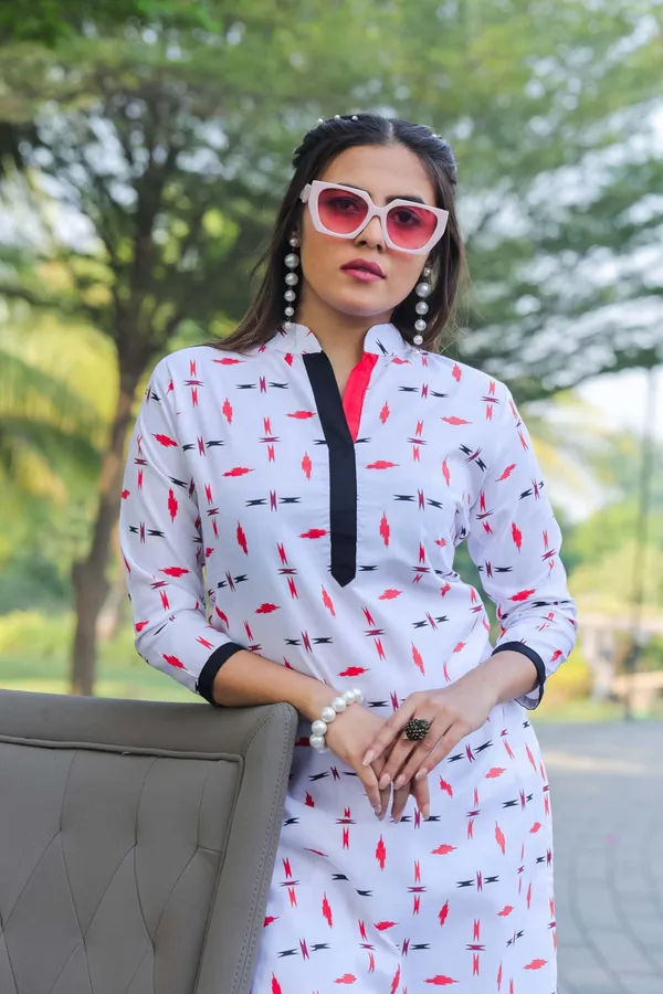 White_Women_Printed_Ethnic_Dress_Kurta__For_Women
