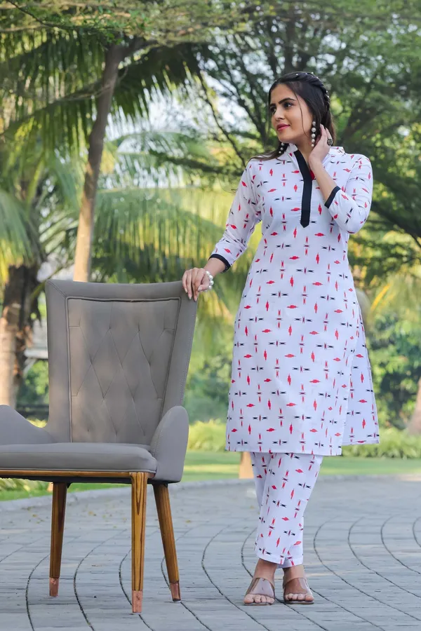 White_Women_Printed_Ethnic_Dress_Kurta__For_Women