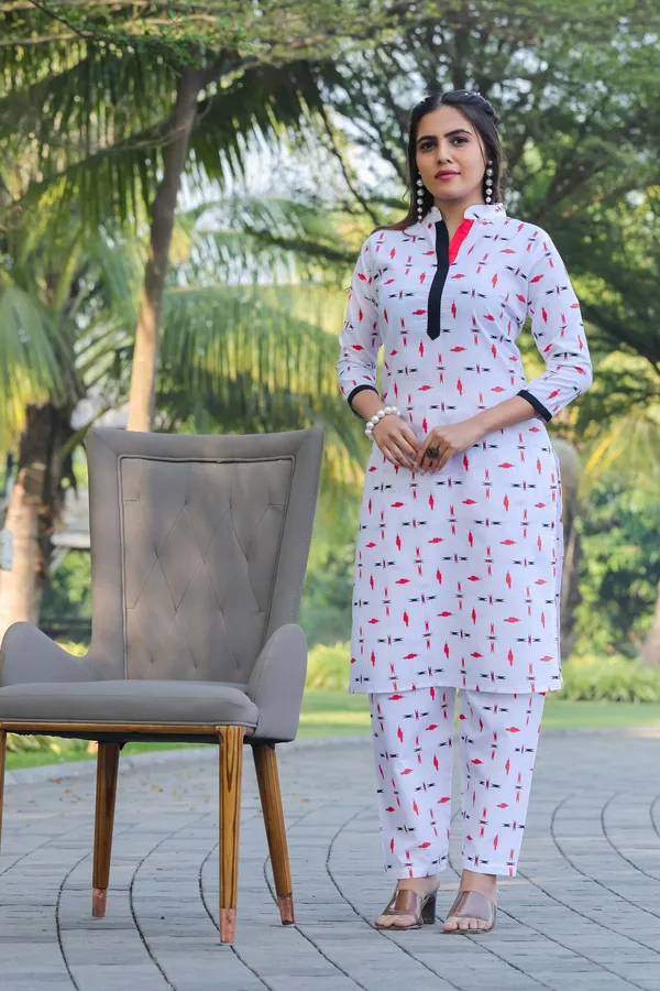White_Women_Printed_Ethnic_Dress_Kurta__For_Women
