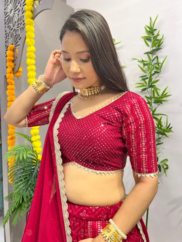 Pink_Designer_Embroidered_Sequence_Work_Georgette_Ready_Made_Lehenga_Choli_For_Women