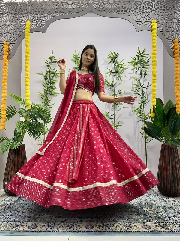 Pink_Designer_Embroidered_Sequence_Work_Georgette_Ready_Made_Lehenga_Choli_For_Women