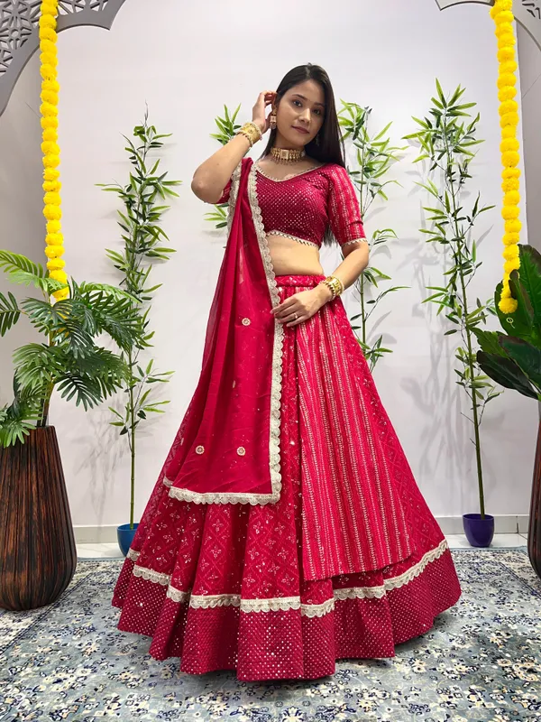 Pink_Designer_Embroidered_Sequence_Work_Georgette_Ready_Made_Lehenga_Choli_For_Women