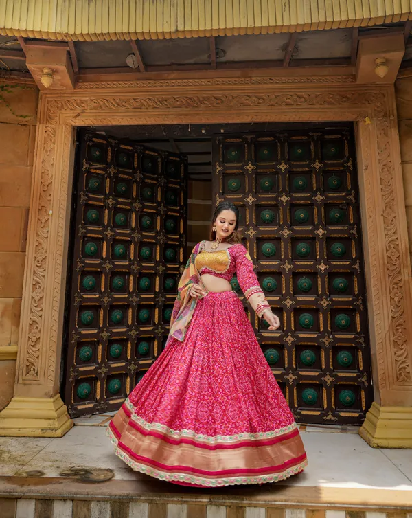 Pink_Elegant_Gaji_Soft_Silk_Bandhani_Lehenga_With_Embroidery_For_Women