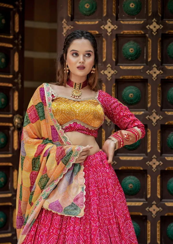 Pink_Elegant_Gaji_Soft_Silk_Bandhani_Lehenga_With_Embroidery_For_Women