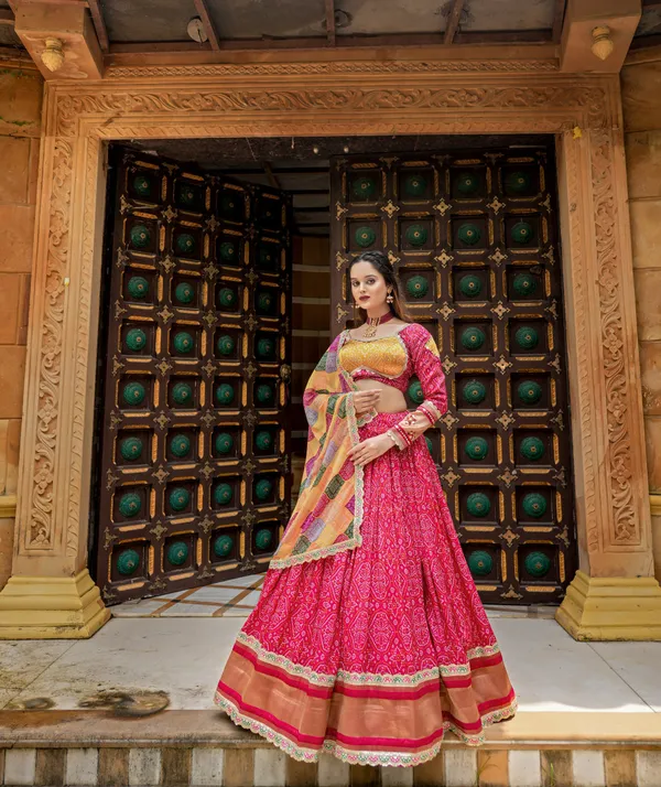 Pink_Elegant_Gaji_Soft_Silk_Bandhani_Lehenga_With_Embroidery_For_Women