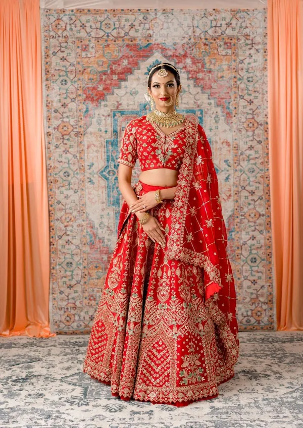 Red_Crimson_Charm:_Embroidered_Satin_Semi-Stitched_Lehenga_Choli_Ensemble_For_Women
