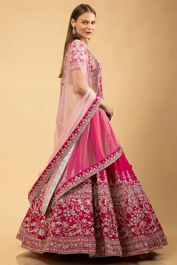 Pink_Embroidered_Semi_Stitched_Lehenga_Choli__For_Women