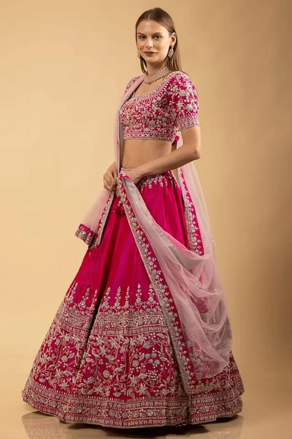 Pink_Embroidered_Semi_Stitched_Lehenga_Choli__For_Women