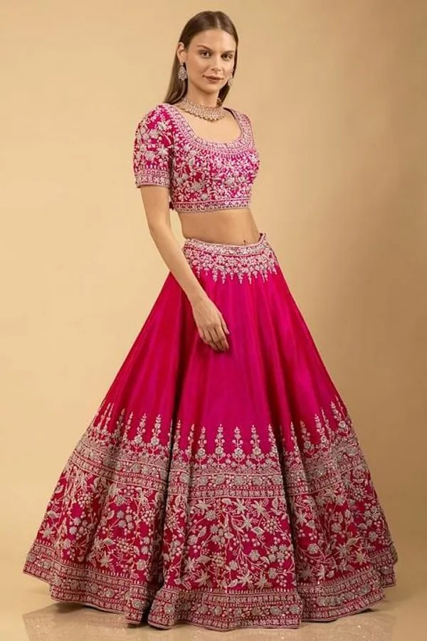 Pink_Embroidered_Semi_Stitched_Lehenga_Choli__For_Women